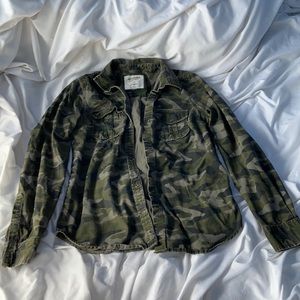 Army Print Jean Jacket